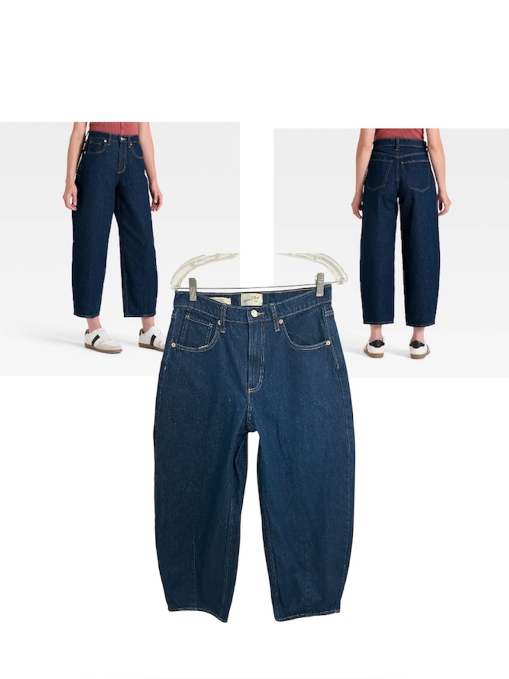 High Rise Easy Barrel Dark Blue Denim Jeans Size 8 Old Money Staple Wardrobe